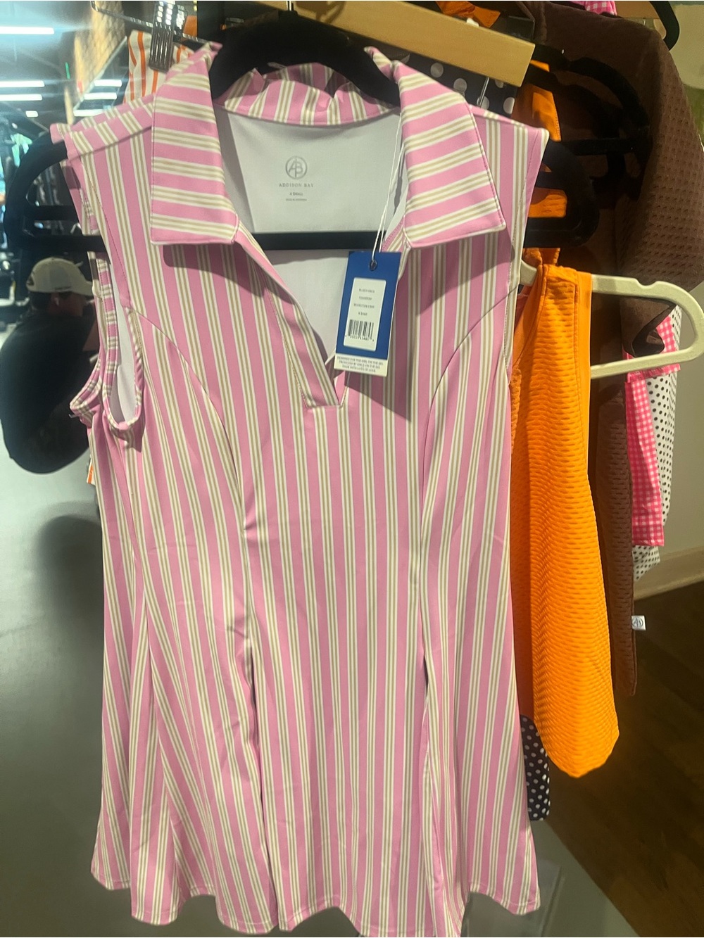 Addison Bay Palmer Neapolitan pink striped Sleeveless Mini Dress